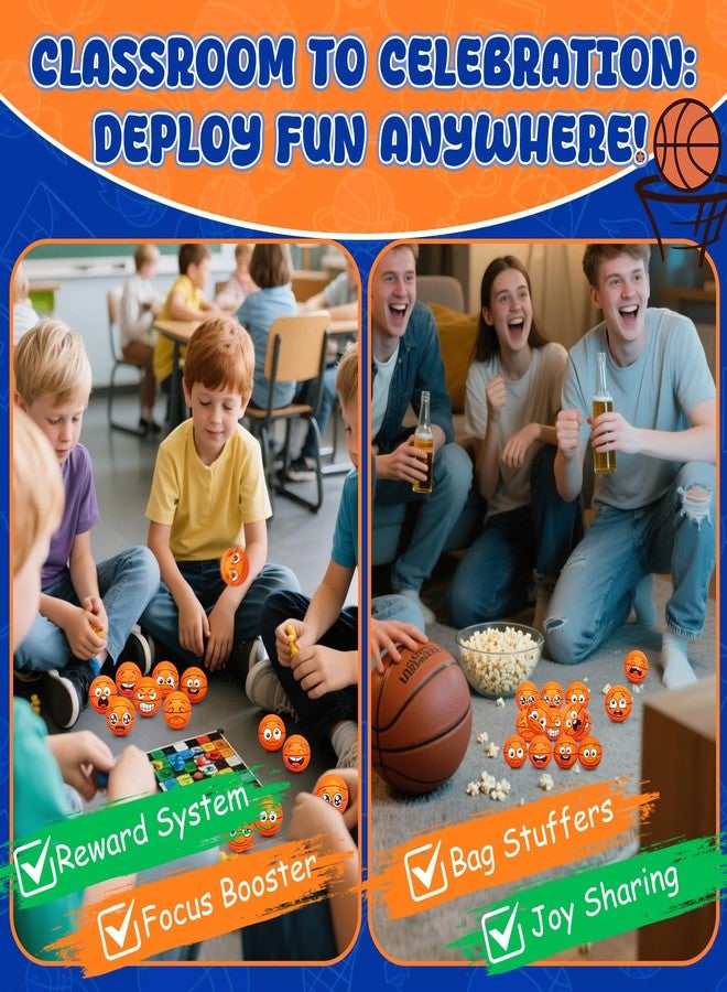 Dilabnba Squishies Sensory Stress Squeezing Balls, 16 Pack Mini Soft Squeeze Foam Basketball Toy Sport Party, Best Calming Tool to Relieve Anxiety, Vent Mood, Improve Focus, Goodie Bags Stocking Stuffers - Image 4